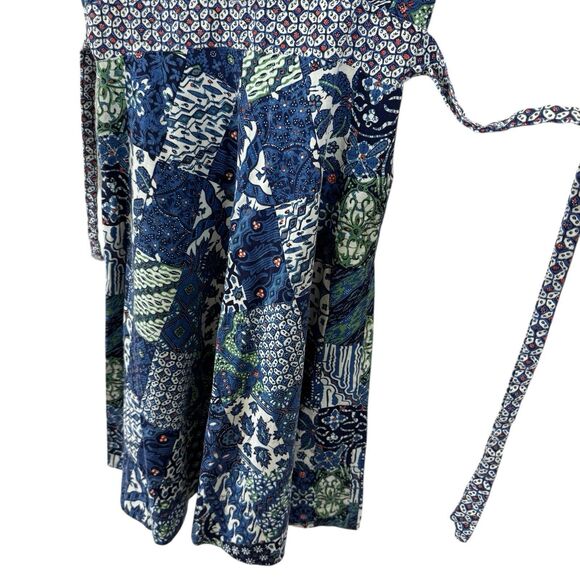 Vintage Sears X-Small Mini Dress Patchwork Sleeveless Tie Neck Womens - Picture 7 of 16